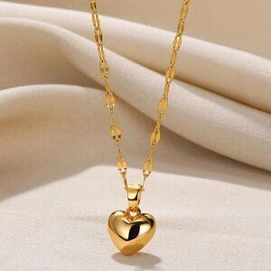 NEW 14K Yellow Gold Heart Of Gold Dainty Luxury Necklace